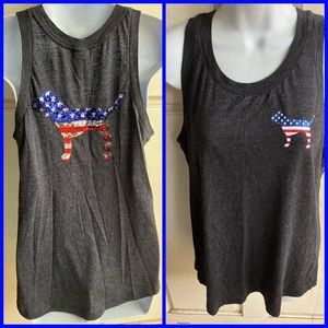 Victoria’s Secret PINK USA Flag Country Casual Sequins Sleeveless Top Medium